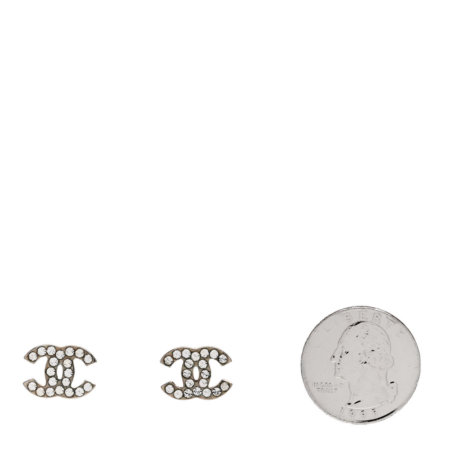 Chanel Crystal Mini Timeless CC Earrings Silver 2 of 4