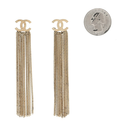 Chanel Metal CC Multi Strand Chain Drop Earrings Gold 2 of 4