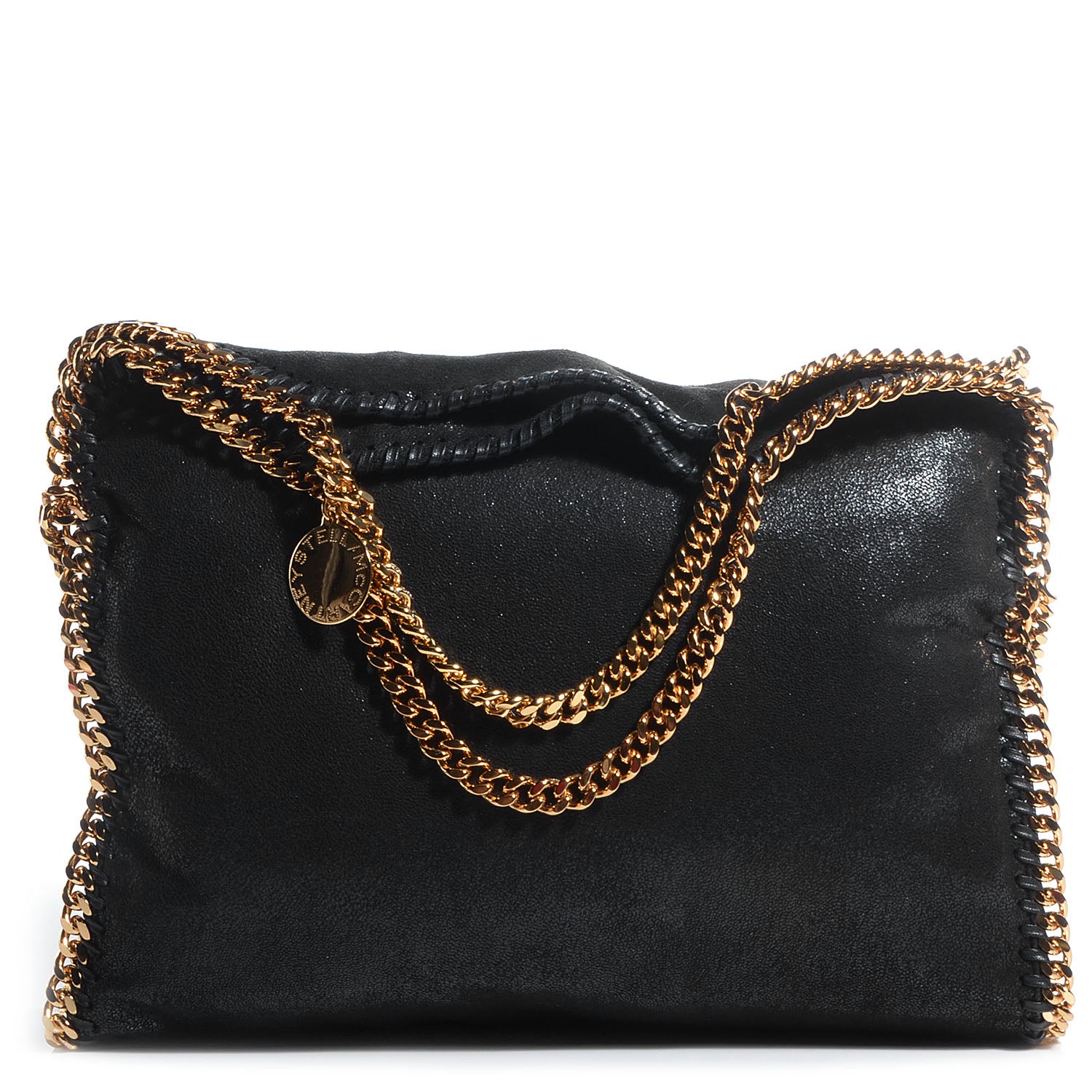 Stella McCartney Faux Leather Shaggy Deer Falabella Fold Over Tote Black 1 of 8
