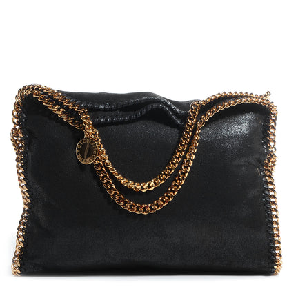 Stella McCartney Faux Leather Shaggy Deer Falabella Fold Over Tote Black 1 of 8