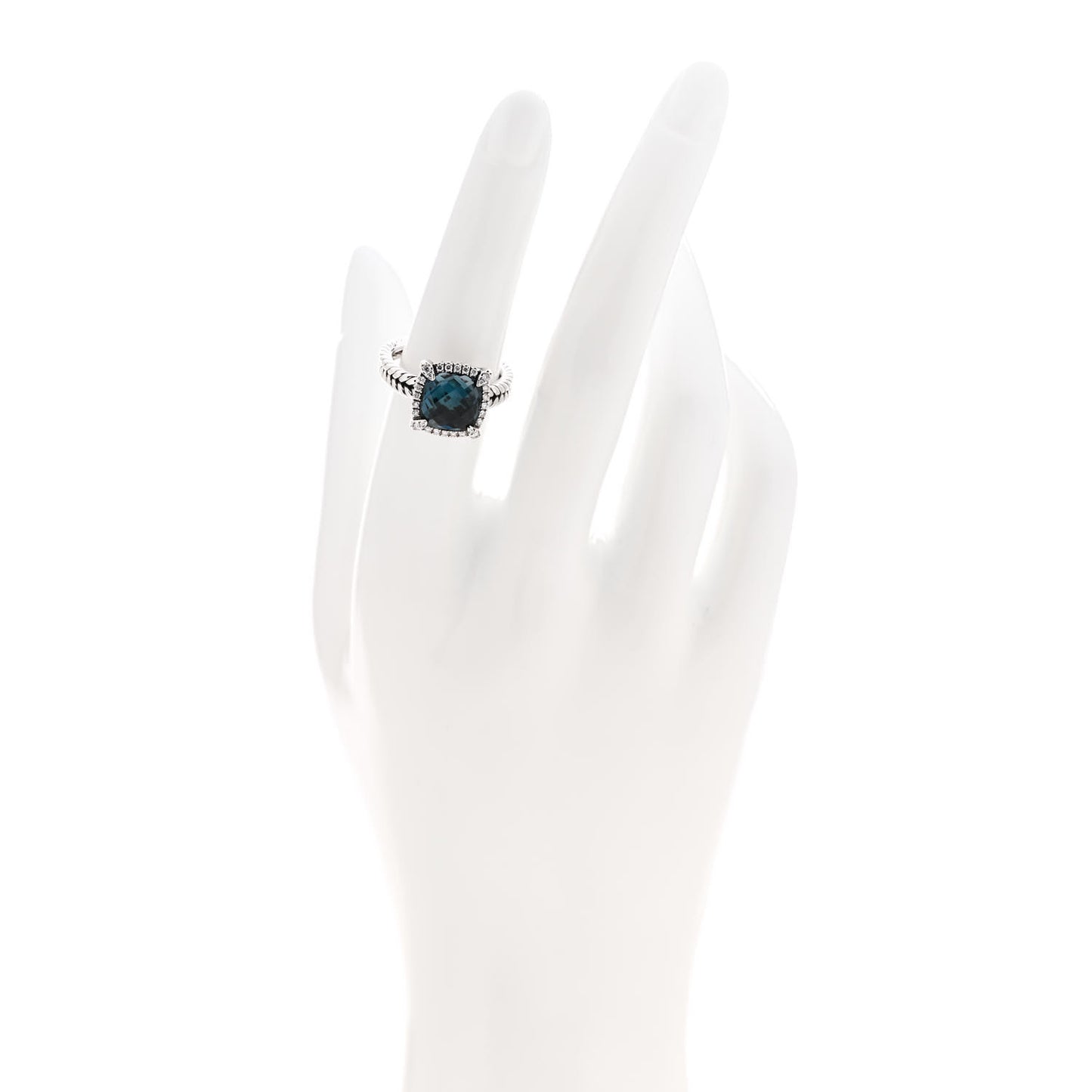 Sterling Silver Diamond Hampton Blue Topaz 9mm Chatelaine Pave Bezel Ring 52 6