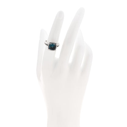 David Yurman Sterling Silver Diamond Hampton Blue Topaz 9mm Chatelaine Pave Bezel Ring 52 6 2 of 5