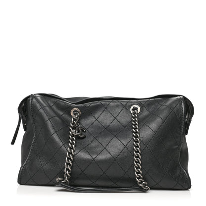 Chanel Calfskin Stitched Large Bowling Bag Black 1 of 7