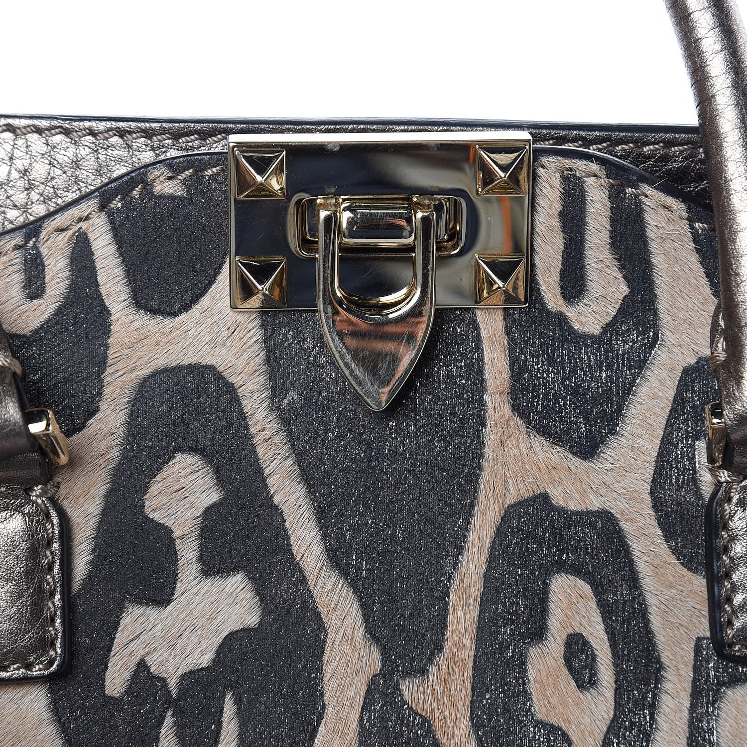 Valentino Garavani Calf Hair Leopard Print Rockstud Double Handle Tote 11 of 13