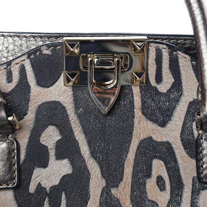 Valentino Garavani Calf Hair Leopard Print Rockstud Double Handle Tote 11 of 13