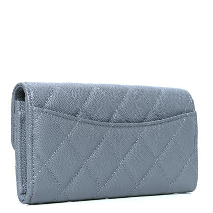 Chanel Caviar Quilted Large Flap Gusset Wallet Grey 2 of 4