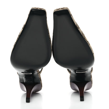 Gucci Monogram Malga Kid Square G 75mm Slingback Pumps 35 Beige Ebony New Acero 6 of 9