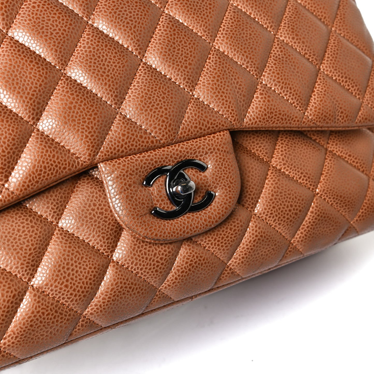 Metallic Caviar Quilted Jumbo Double Flap Copper