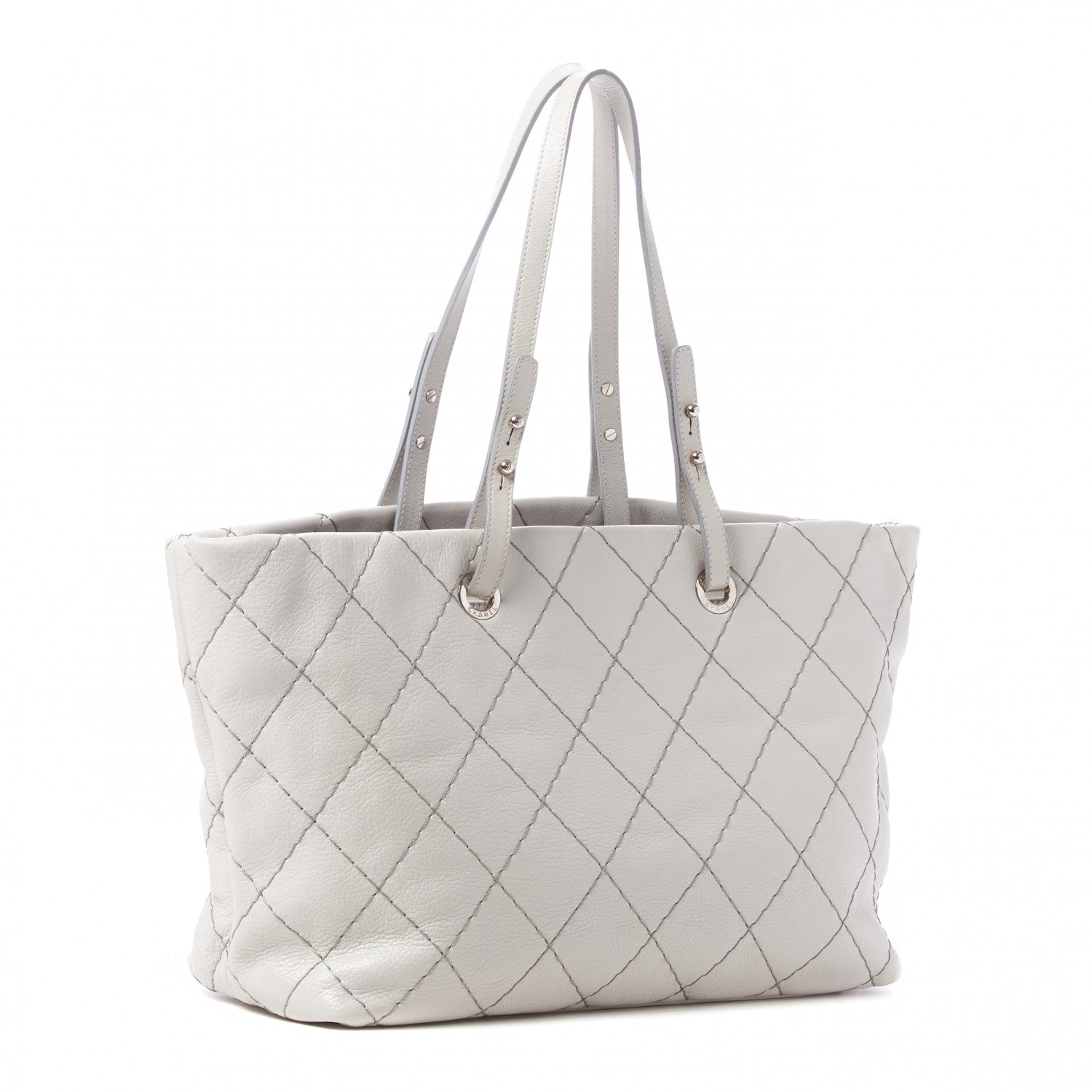 Chanel Glazed Calfskin Large On The Road Tote Light Grey 3 of 14