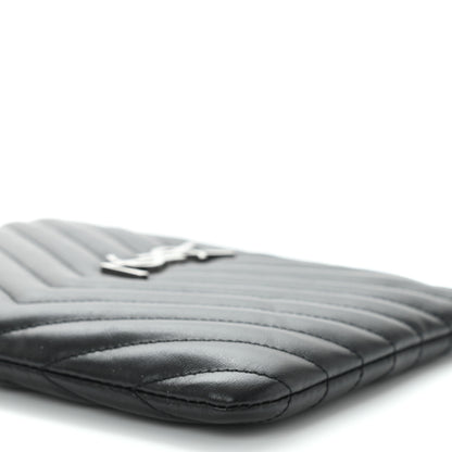 Saint Laurent Calfskin Matelasse Chevron Monogram Pouch Black 9 of 10