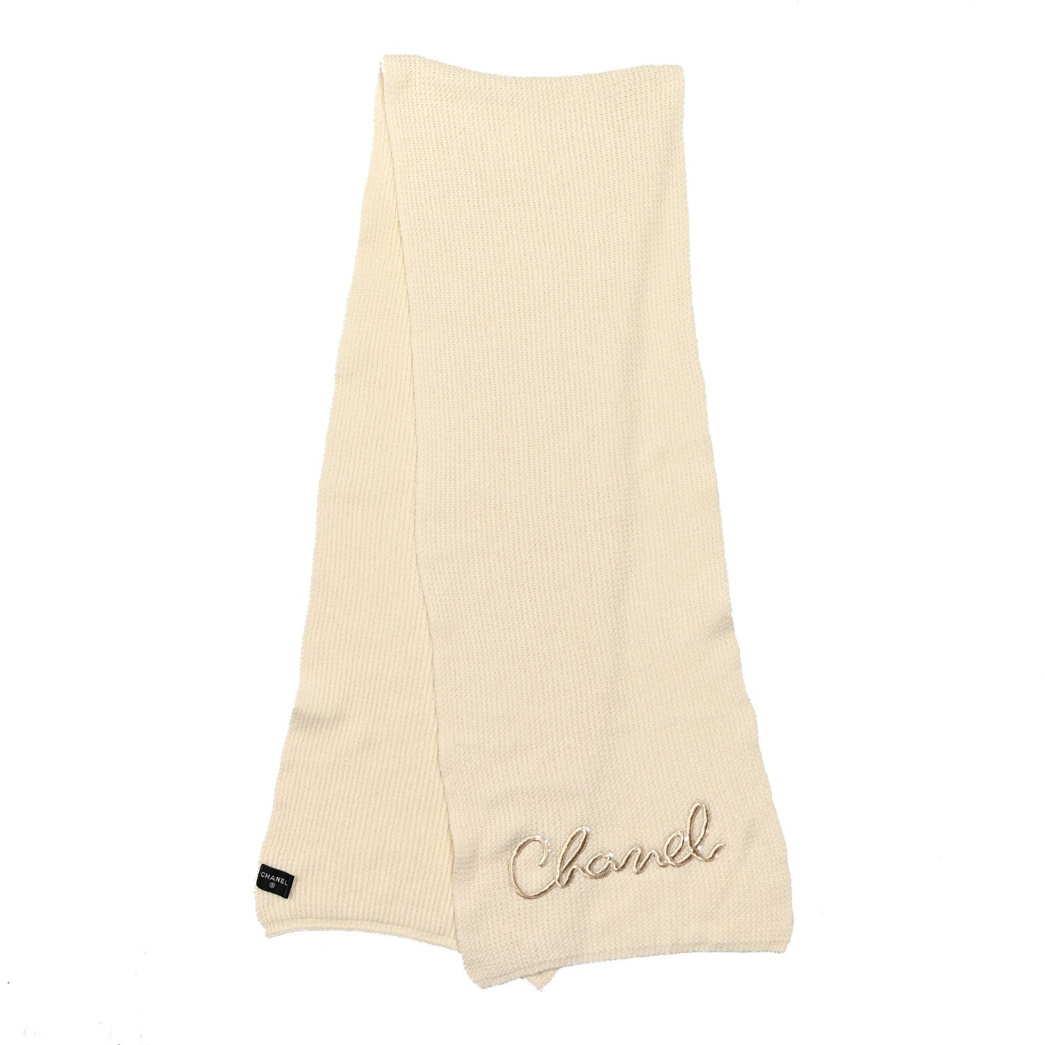 Chanel Cashmere Logo Scarf Beige 2 of 4