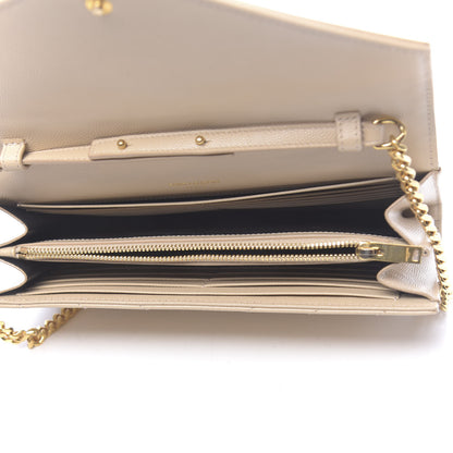 Saint Laurent Grain De Poudre Matelasse Chevron Monogram Chain Wallet Nude Powder 5 of 9