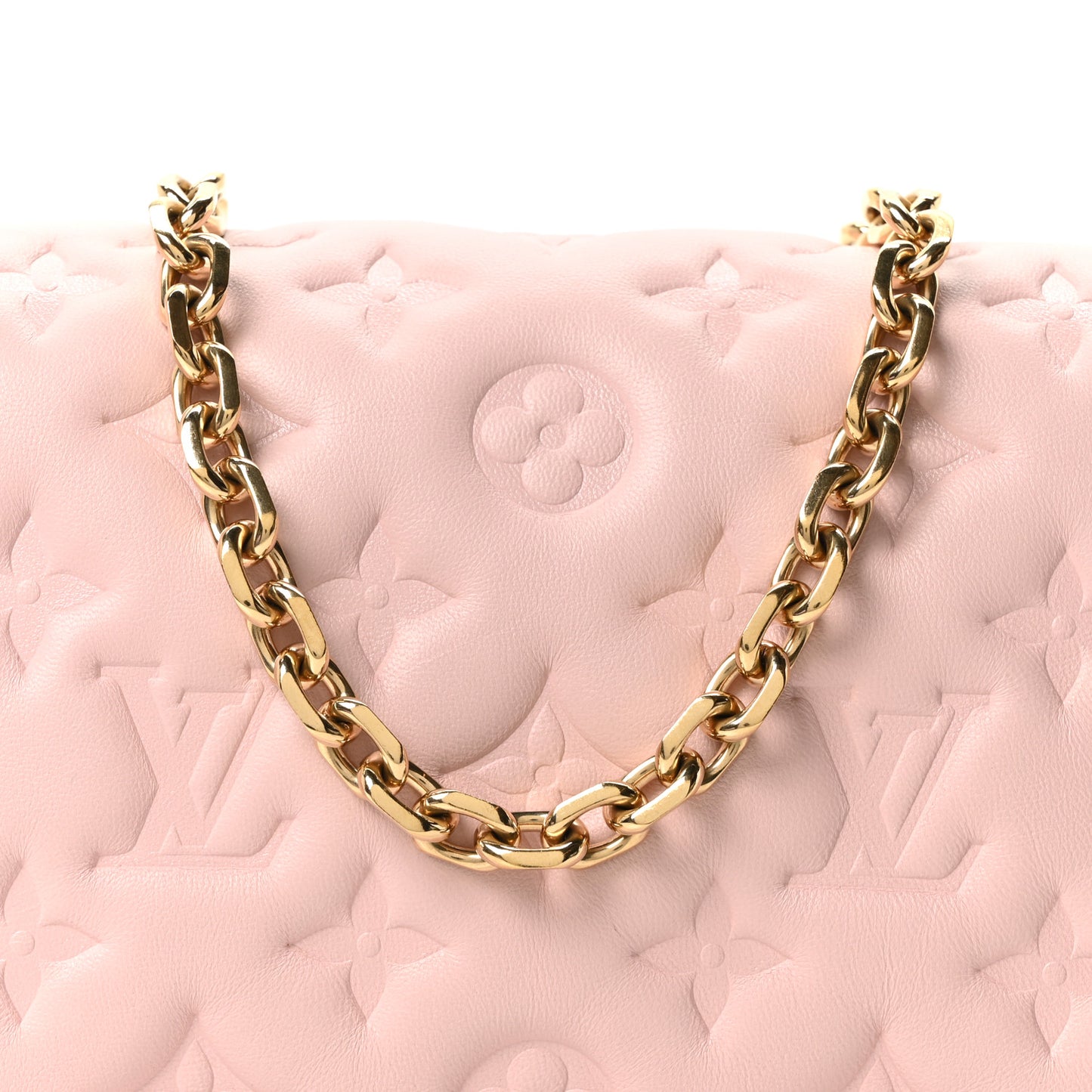 Lambskin Embossed Monogram Pochette Coussin Rose