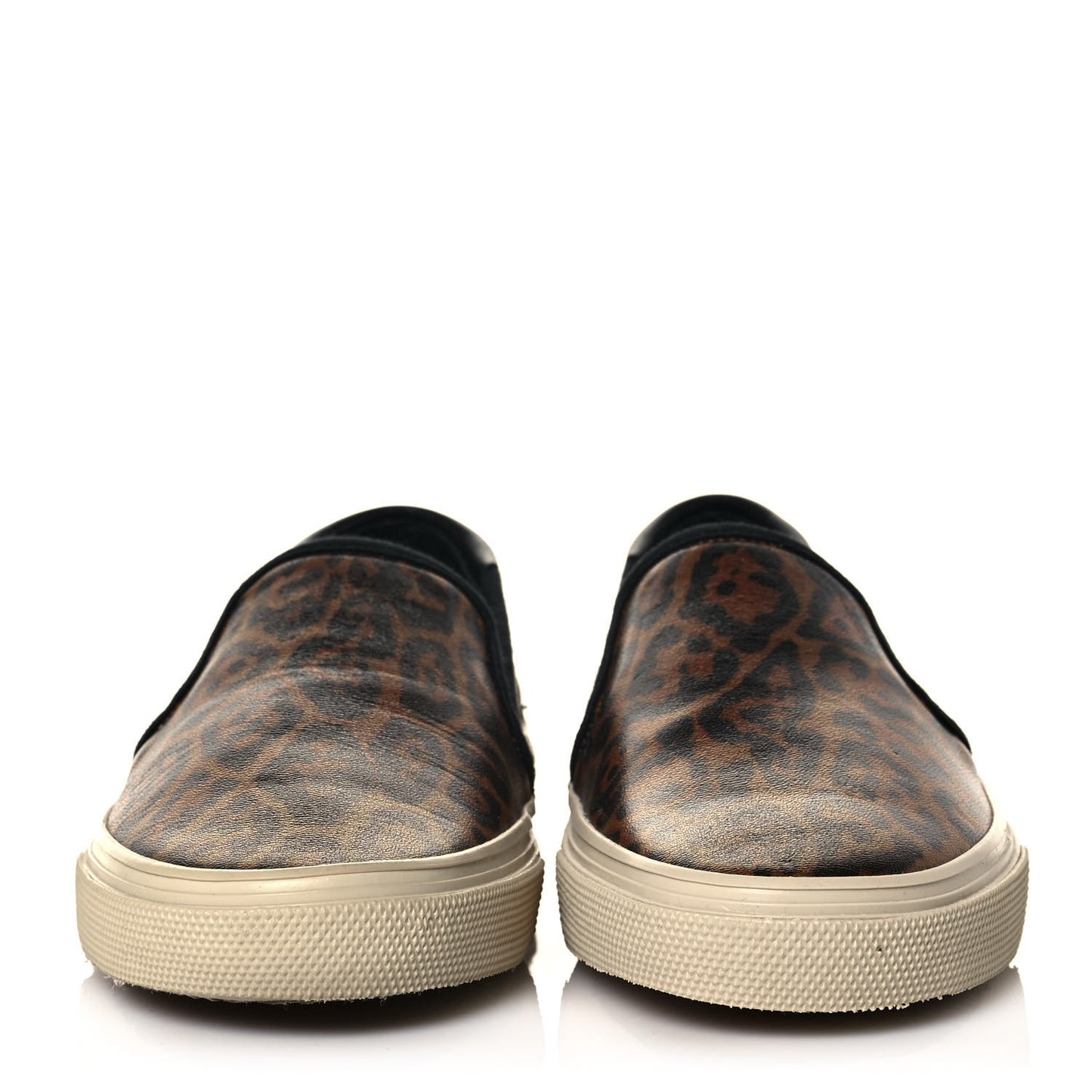 Metallic Calfskin Leopard Skate Slip On Sneakers 37 Black