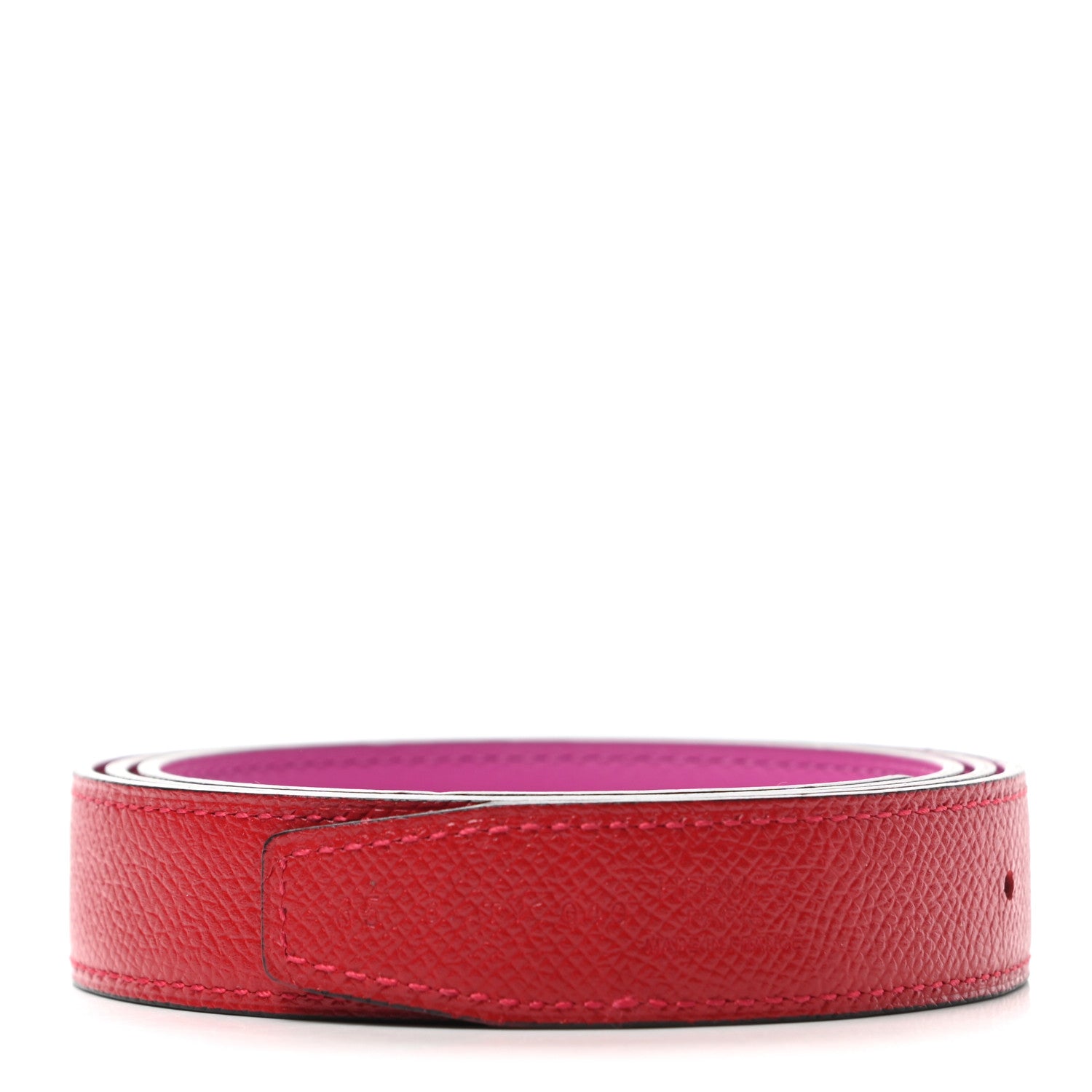 Hermes Epsom Swift 24mm Belt Strap 85 Rouge Casaque Magnolia 1 of 5