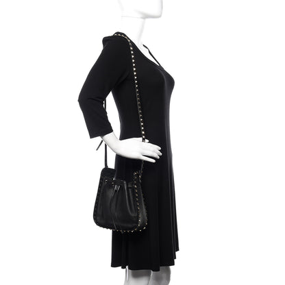 Valentino Garavani Grained Calfskin Rockstud Bucket Bag Black 2 of 9