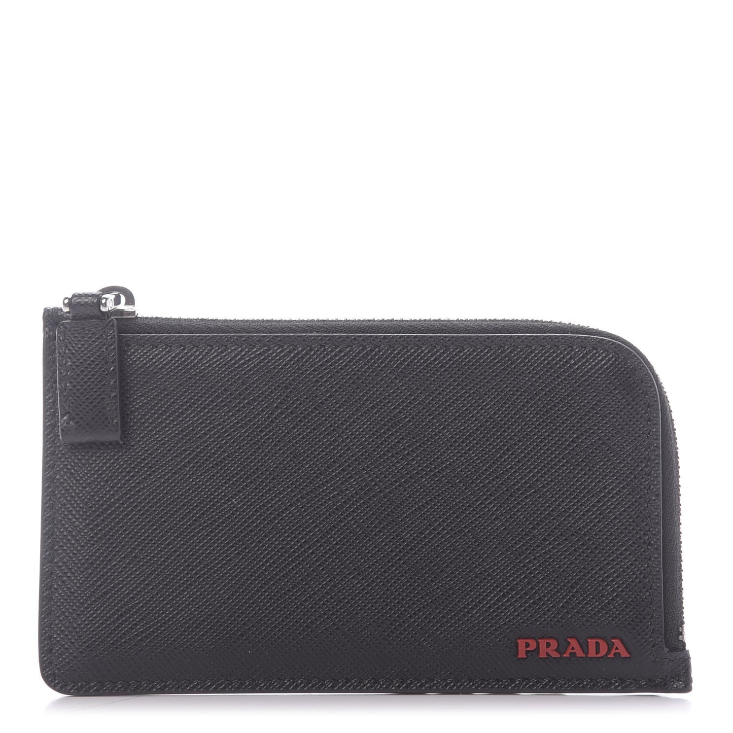 Saffiano Metal Zip Card Holder Black