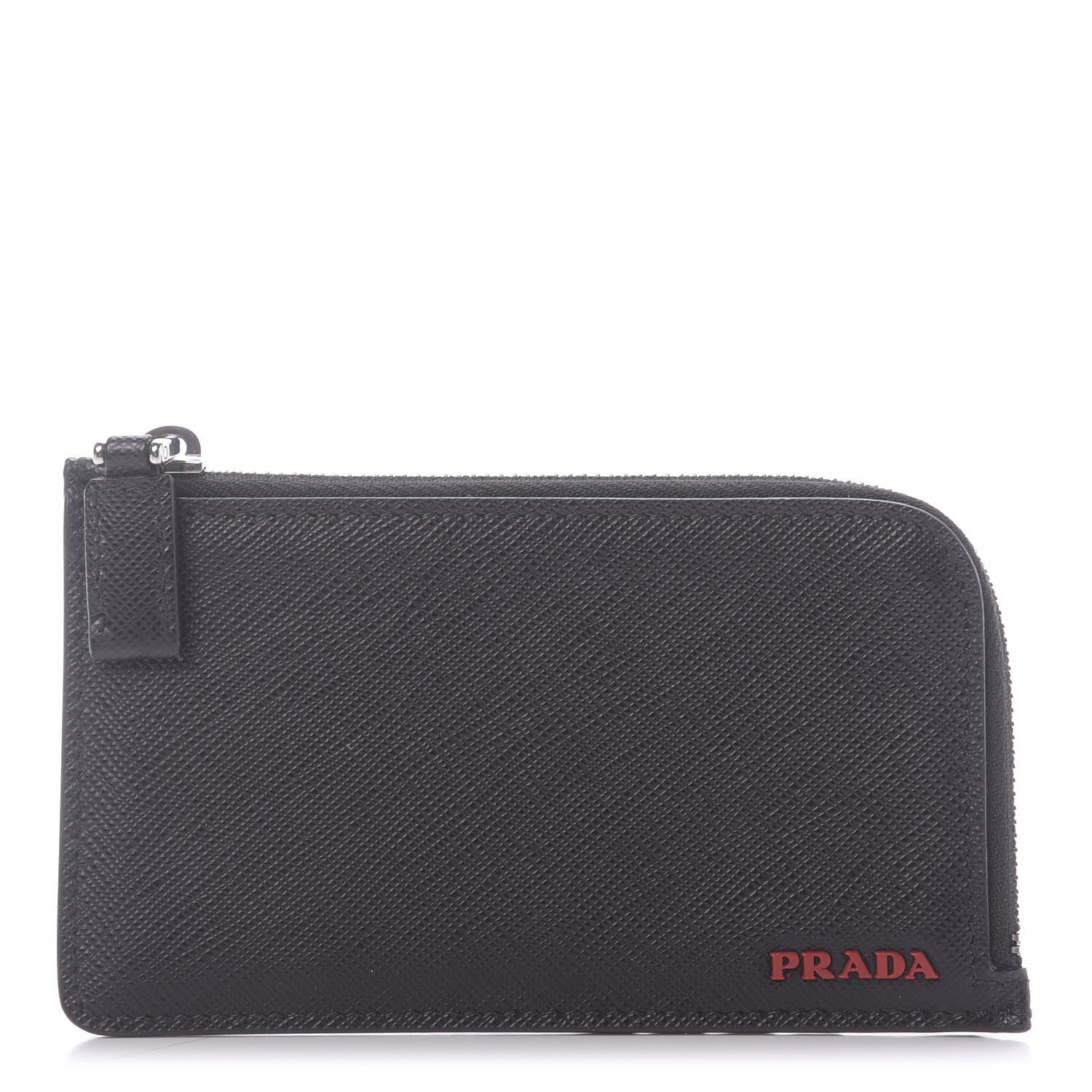 Prada Saffiano Metal Zip Card Holder Black 1 of 9