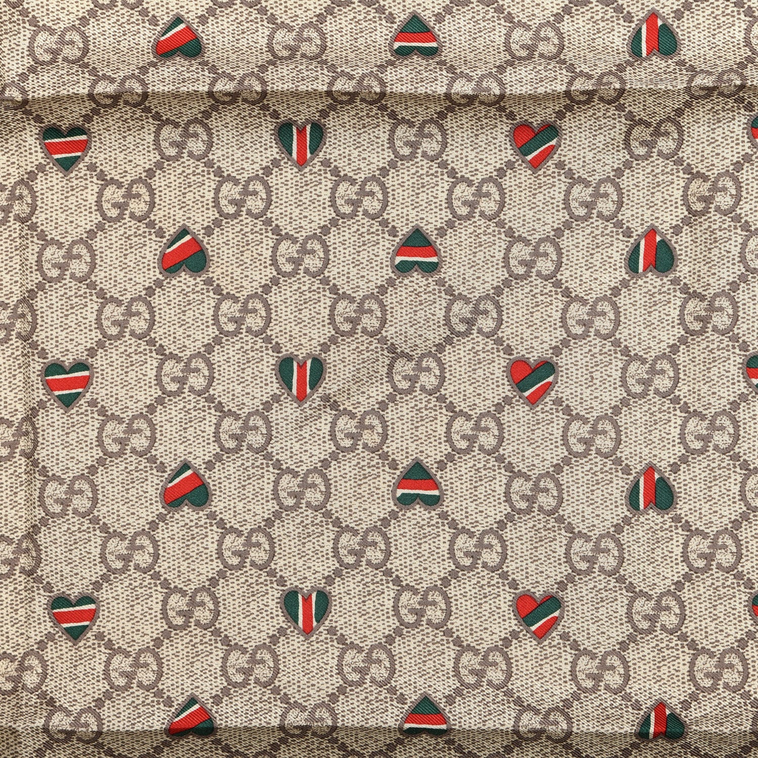 Gucci Silk Web GG Monogram Hearts Scarf Green 3 of 3