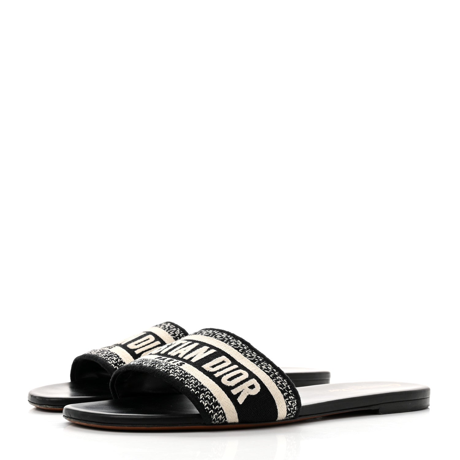 Christian Dior Canvas Embroidered Dway Mules Slide Sandals 40 Black 3 of 8