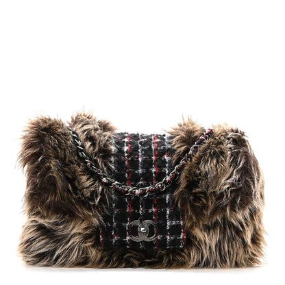Chanel Tweed Arctic Fantasy Fur Flap Blue Red 1 of 10