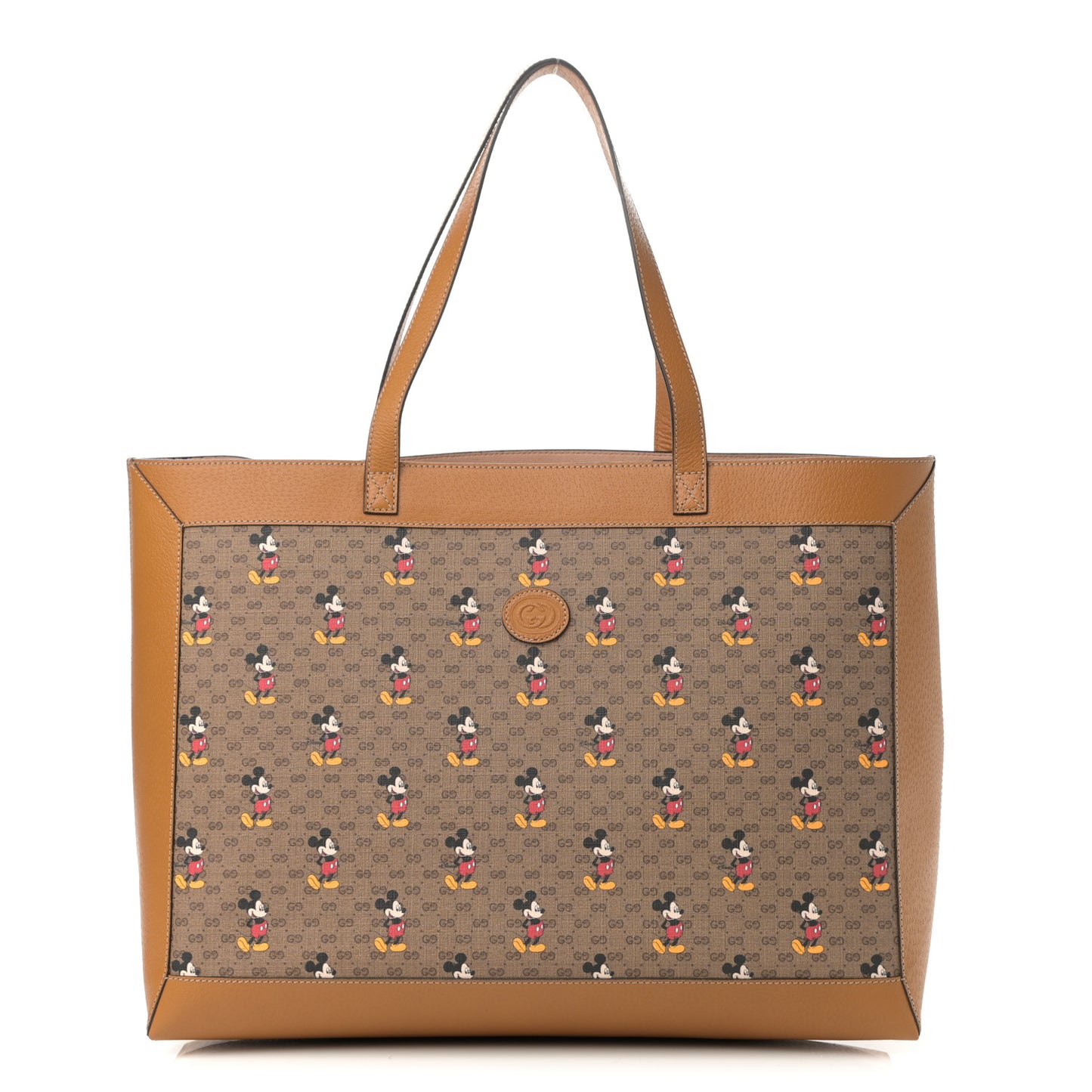 X DISNEY Mini Vintage GG Supreme Monogram Mickey Mouse Large Shopping Tote Beige Vintage Sun Oil