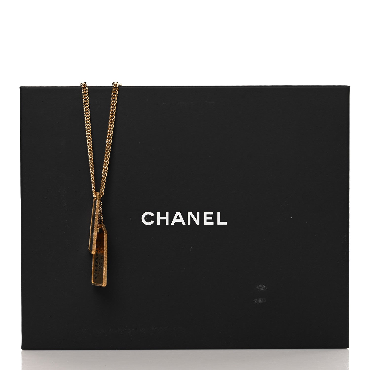 Chanel ID Dog Tag Charm Necklace Gold 5 of 5