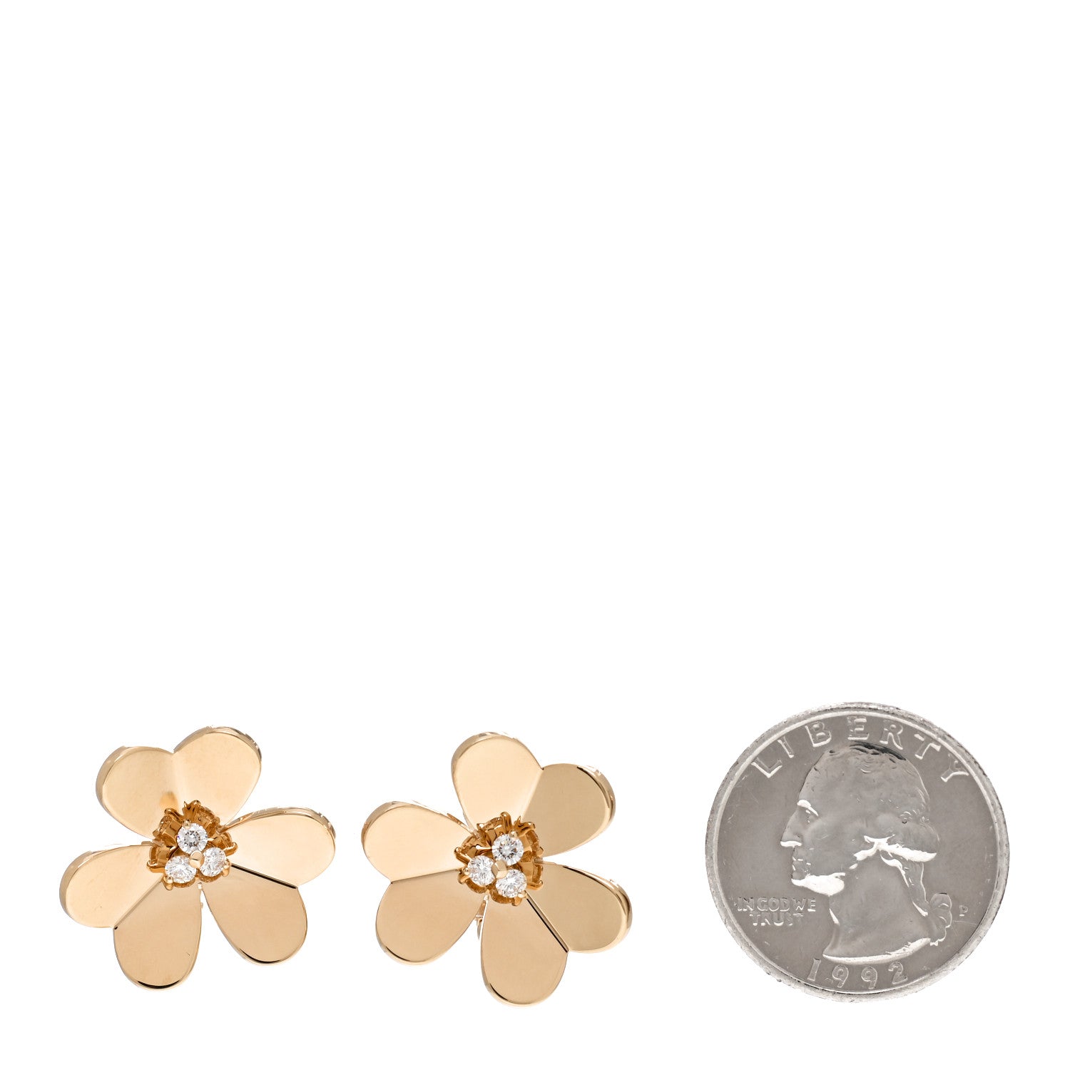 Van Cleef & Arpels 18K Yellow Gold Diamond Large Frivole Earrings 2 of 6