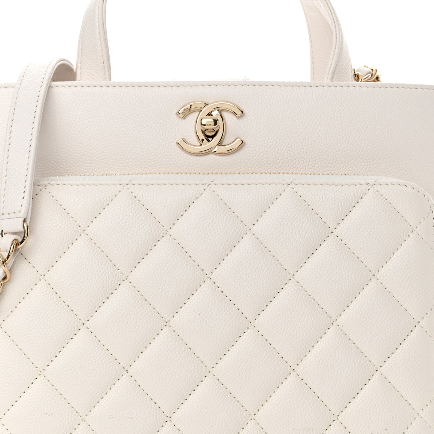 Caviar Quilted Small Business Affinity Shopping Bag White