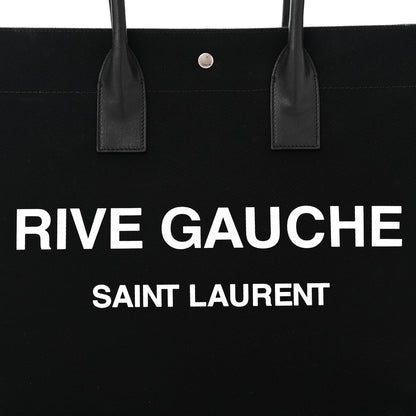 Saint Laurent Linen Calfskin Rive Gauche Tote Black 8 of 10