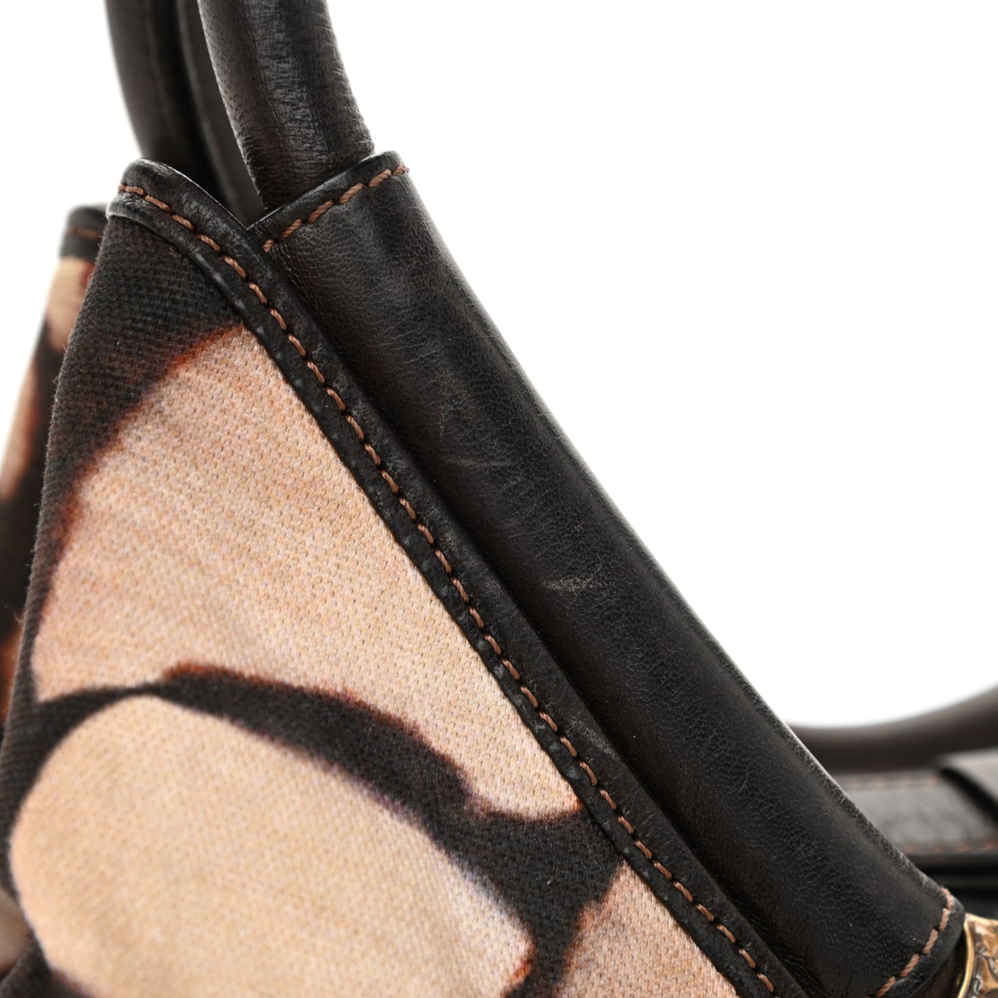 Calfskin Canvas Diego Shell Print Tote Brown