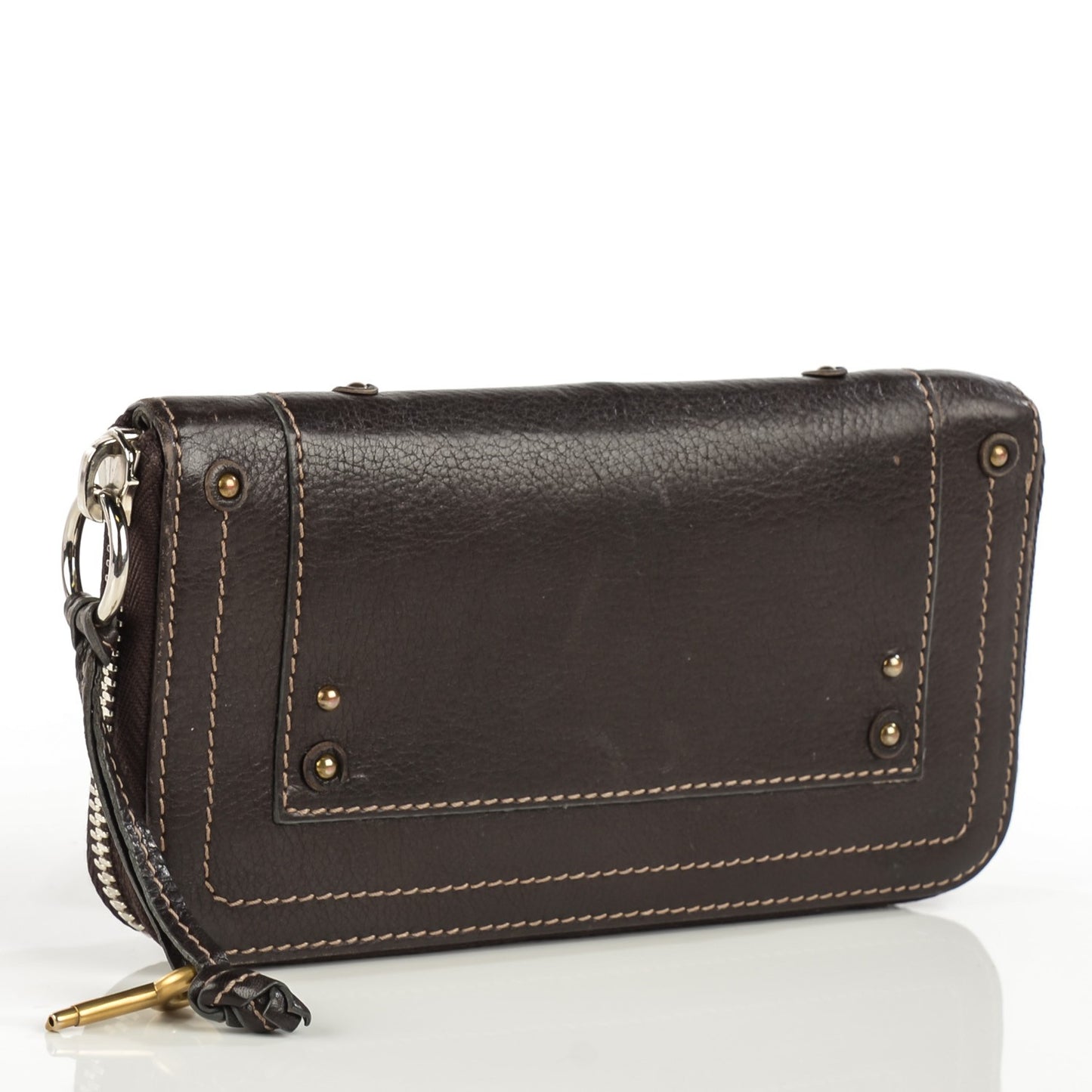 Calfskin Paddington Zip Around Wallet Brown