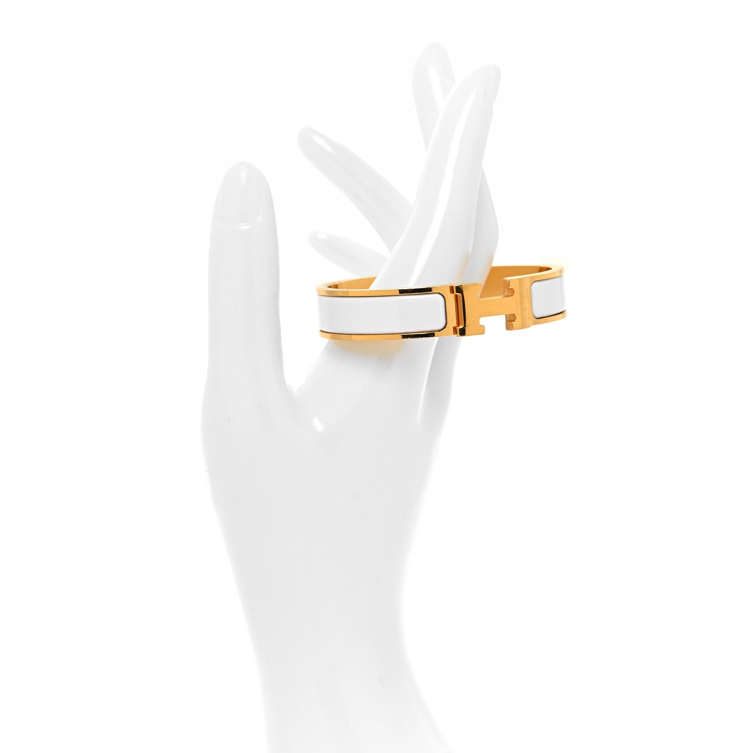 Hermes Enamel Narrow Clic Clac H Bracelet PM White 2 of 4