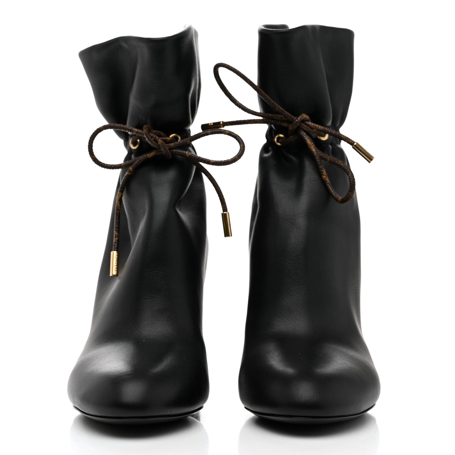 Calfskin Monogram Drawstring Ankle Boots 37 Black