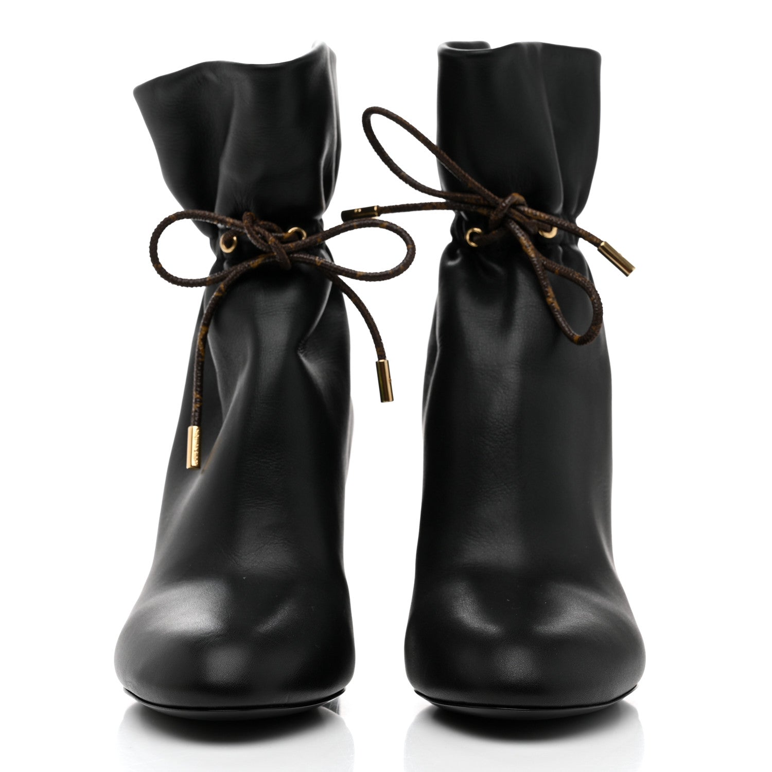 Louis Vuitton Calfskin Monogram Drawstring Ankle Boots 37 Black 2 of 8