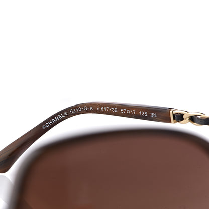 Chanel Acetate Metal Lambskin Chain Square Sunglasses 5210-Q Brown 5 of 8