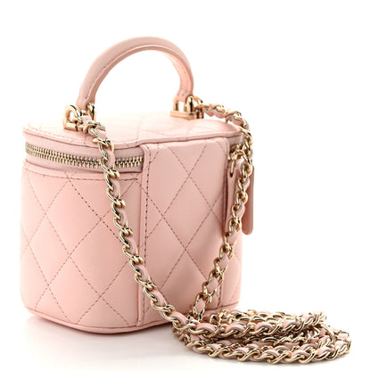 Chanel Lambskin Quilted Mini Top Handle Vanity Case With Chain Light Pink 3 of 12