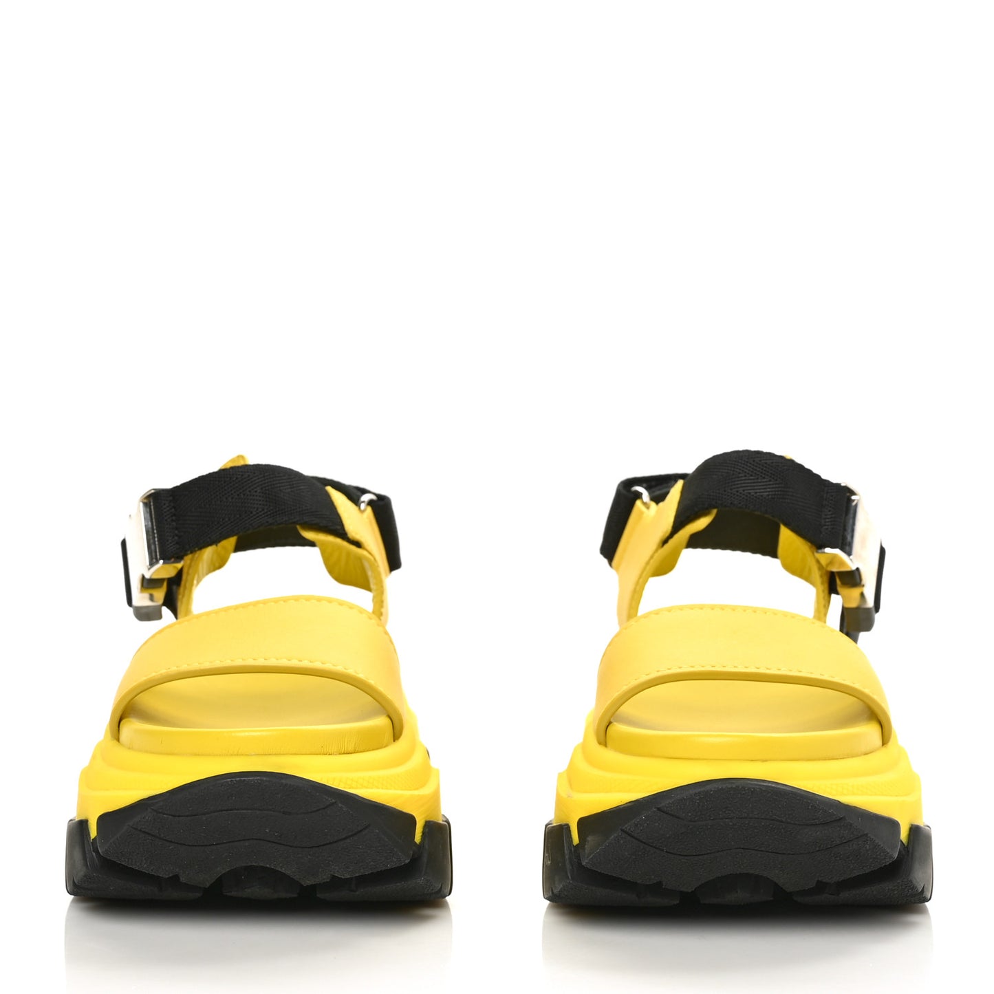 Brushed Calfskin Monolith Pegasus Thunder Sandals 38 Yellow Black