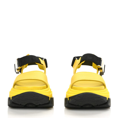 Prada Brushed Calfskin Monolith Pegasus Thunder Sandals 38 Yellow Black 2 of 7