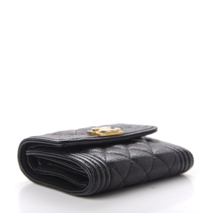 Chanel Caviar Quilted Compact Boy Wallet Black 4 of 7