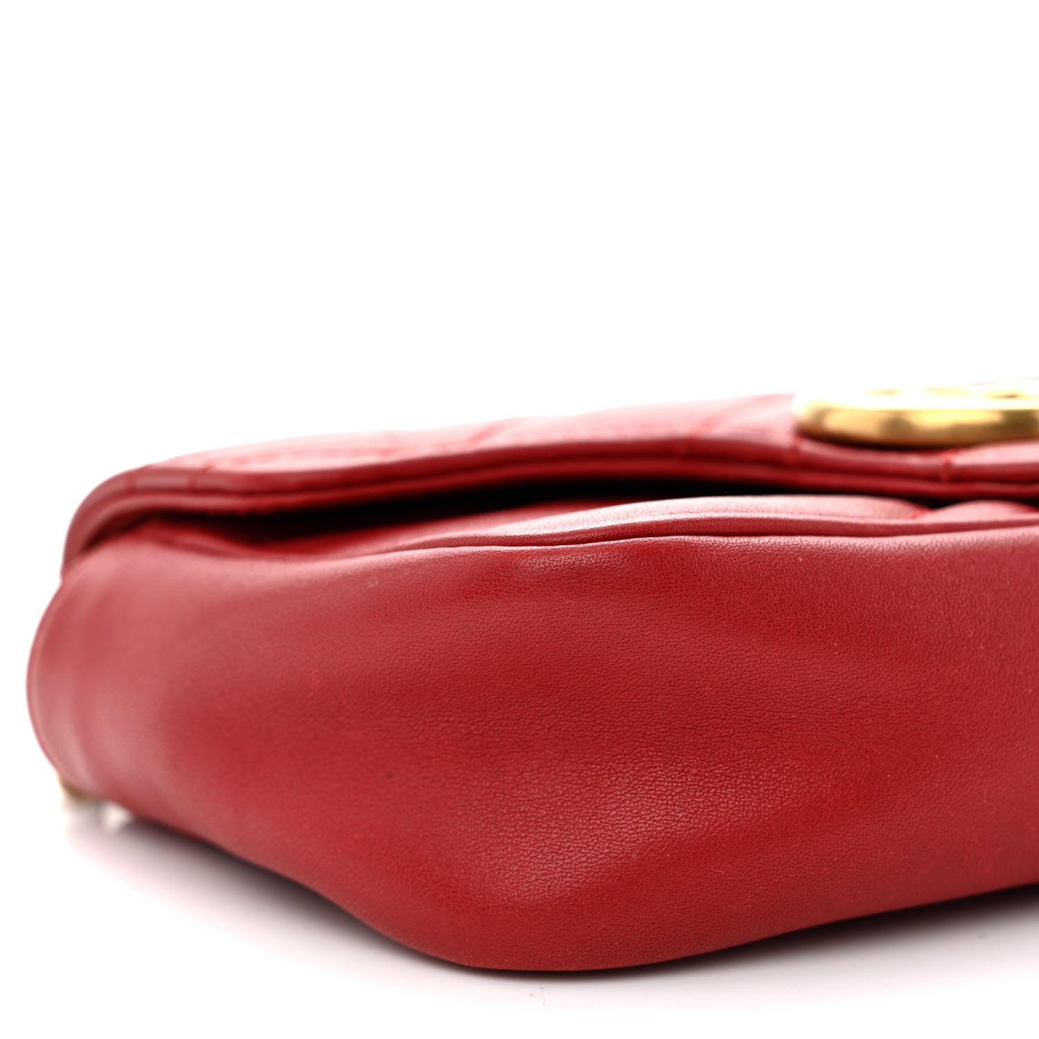 Gucci Calfskin Matelasse Super Mini GG Marmont Shoulder Bag Hibiscus Red 9 of 11