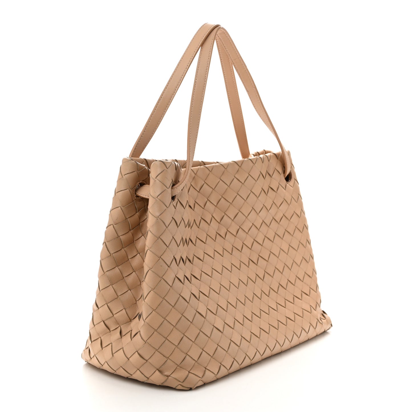 Nappa Intrecciato Shoulder Bag Almond