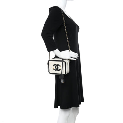 Chanel Caviar Quilted Small CC Filigree Vanity Case White Black 2 of 11