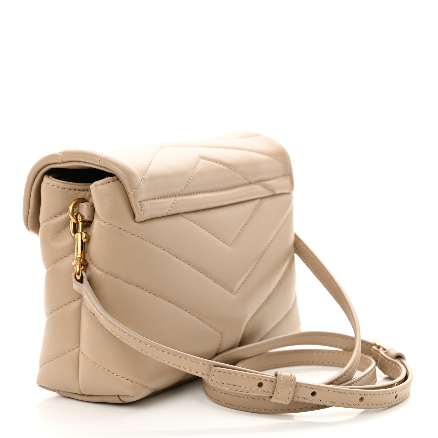 Saint Laurent Calfskin Y Quilted Monogram Toy Loulou Crossbody Bag Dark Beige 3 of 12