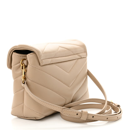 Saint Laurent Calfskin Y Quilted Monogram Toy Loulou Crossbody Bag Dark Beige 3 of 12