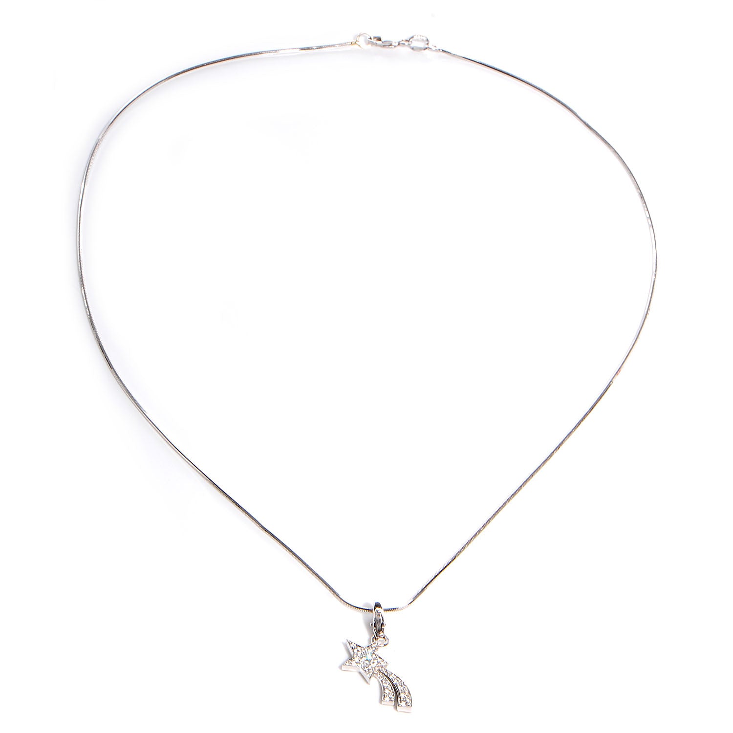 Chanel 18k White Gold Diamond Comete Pendant Necklace 3 of 5