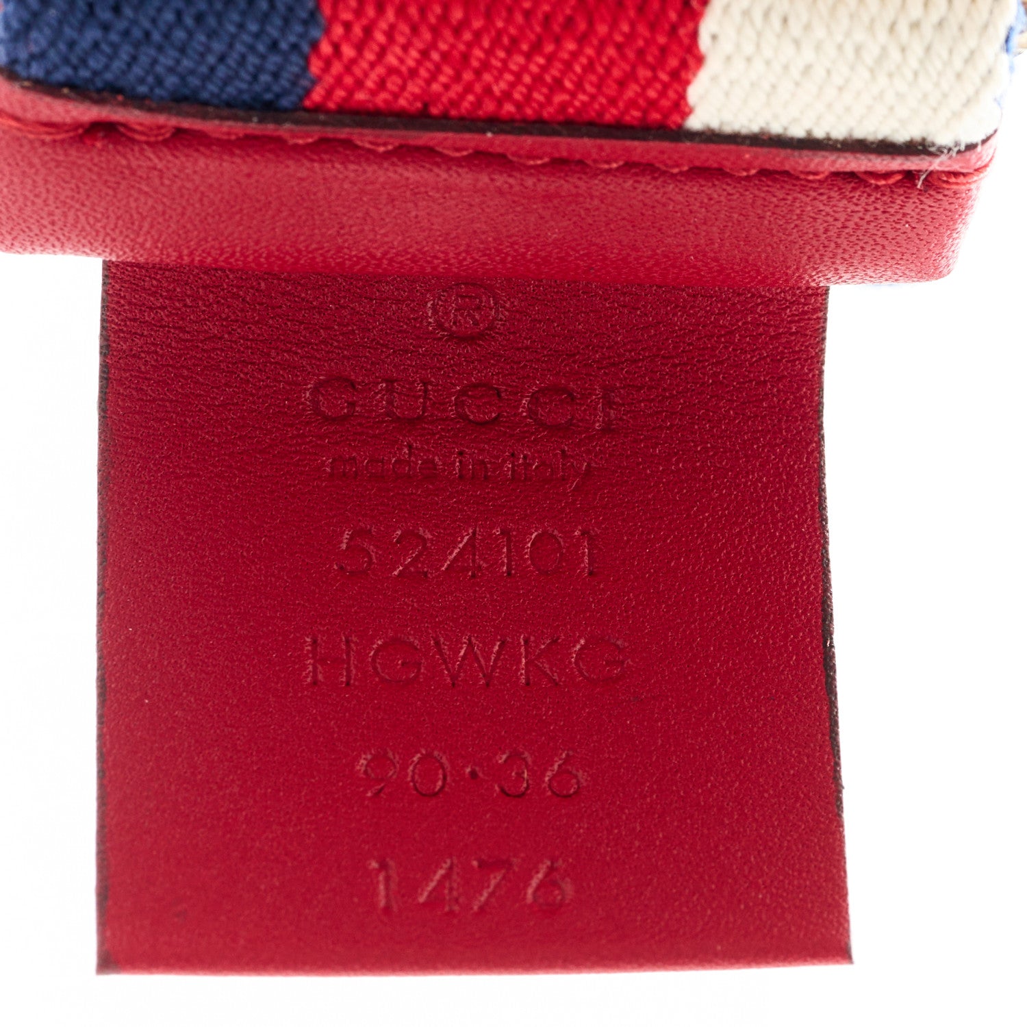 Gucci Canvas Torchon Double G Sylvie Web Belt 90 36 Red White Blue 3 of 4