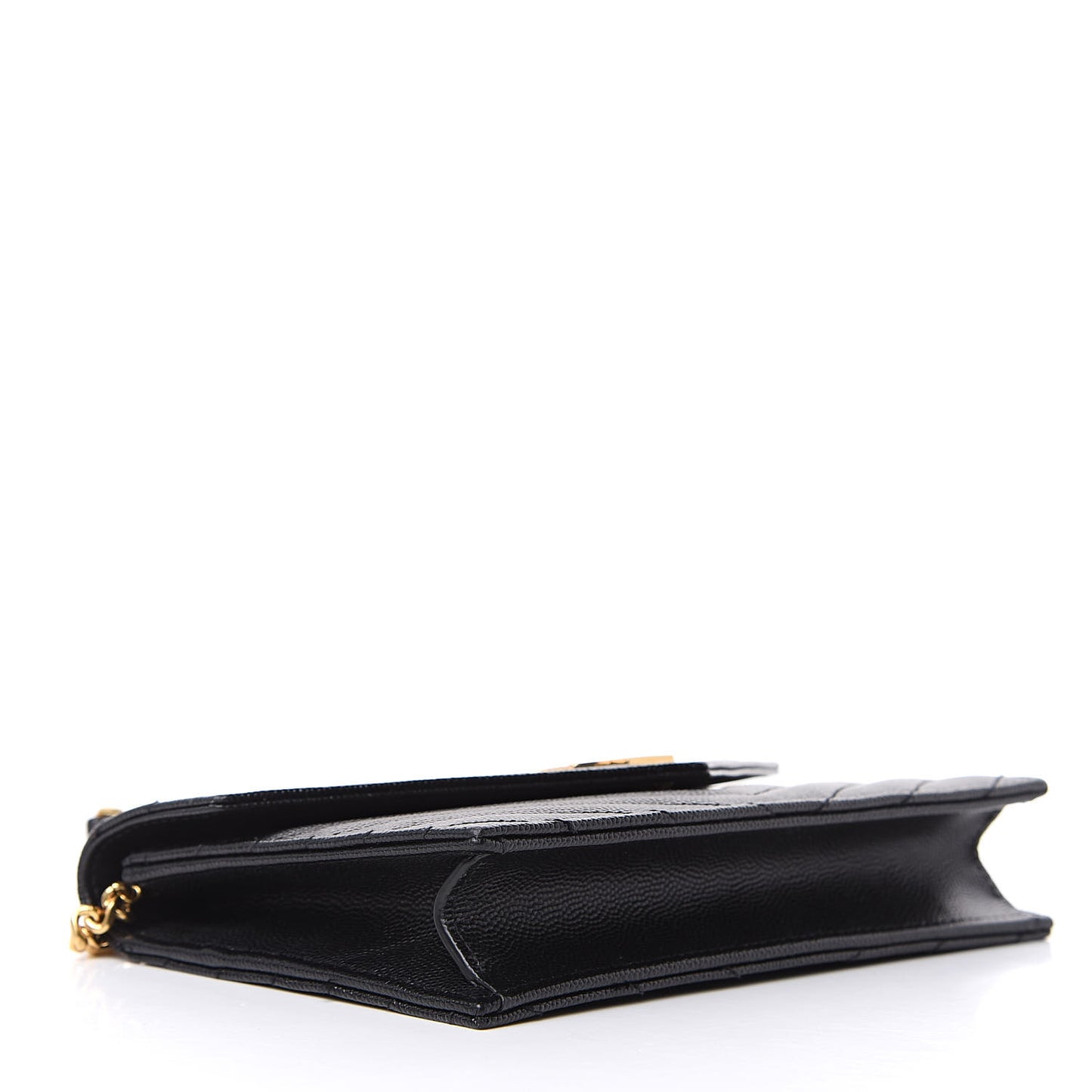 Grain De Poudre Matelasse Chevron Monogram Envelope Chain Wallet Black