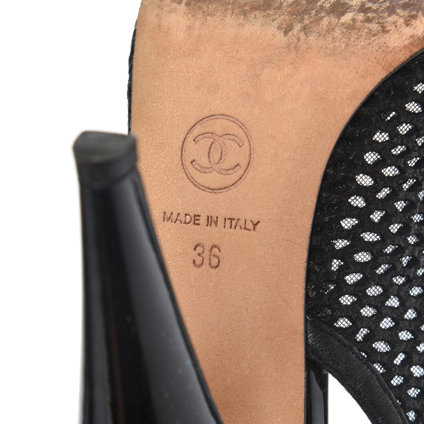 Lambskin Perforated CC Slingback Pumps 36 Black