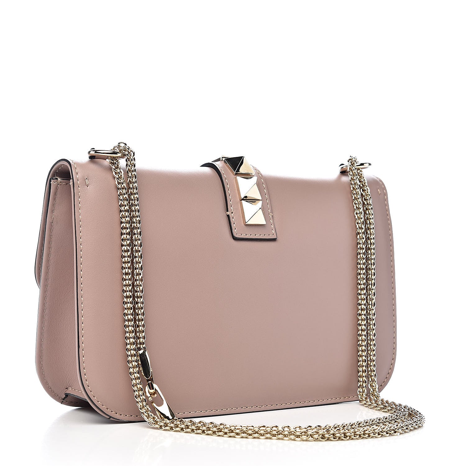Valentino Garavani Vitello Medium Glam Lock Rockstud Flap Poudre 3 of 10